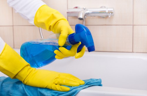Local cleaners carrying out a deep one-time clean in W1T